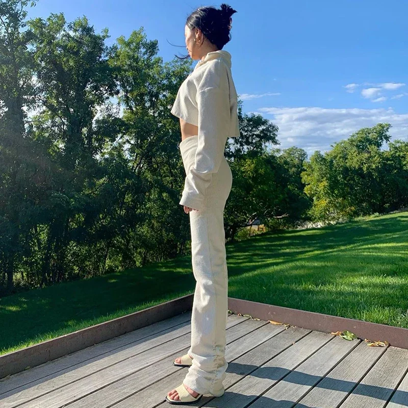 2023 Women's High Waist Pants Hem Pleated Full Length Pant Casual Elegant White Trousers Autumn Streetwear Pencil Pants New