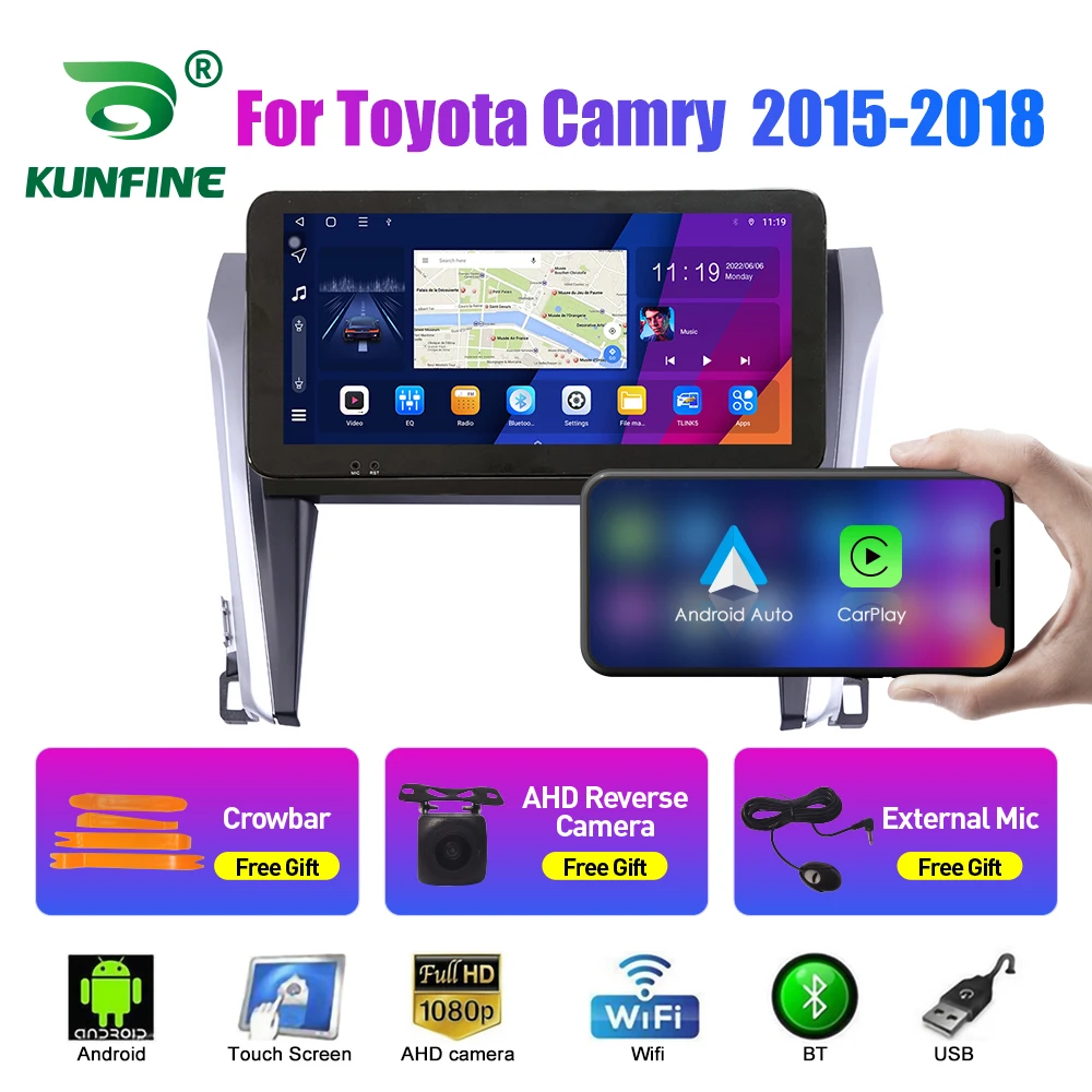 

Автомобильный радиоприемник 10,33 дюйма для Toyota Camry 2015-2018 2Din Android Восьмиядерный автомобильный стерео DVD GPS навигатор плеер QLED экран Carplay