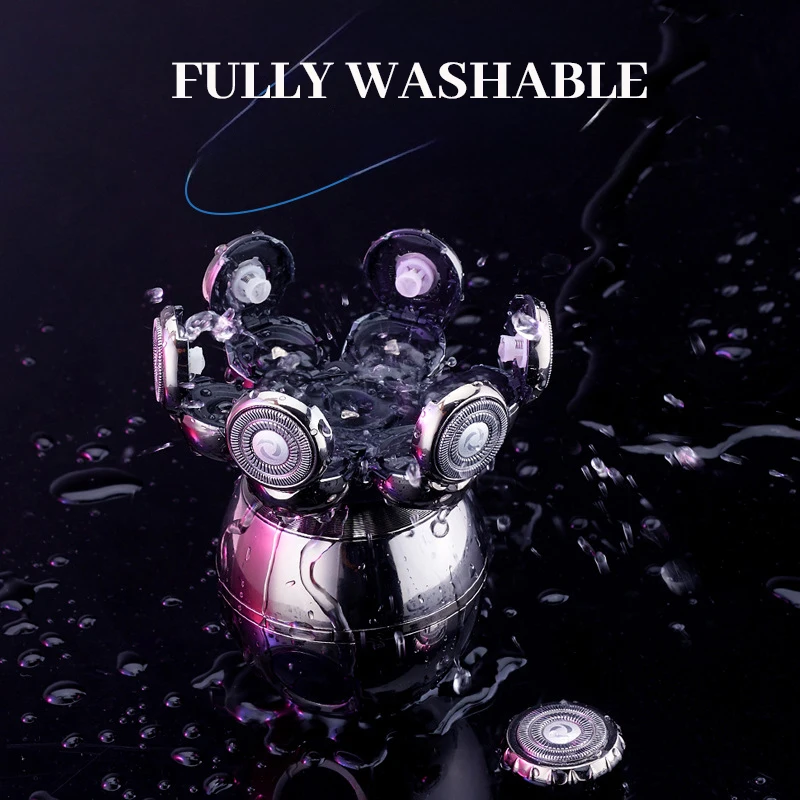 Full Body Washable 7-Head Electric Shaver with Digital Display, Mesh Blades, Rechargeable Razor for Men - Wet & Dry Shaving 2