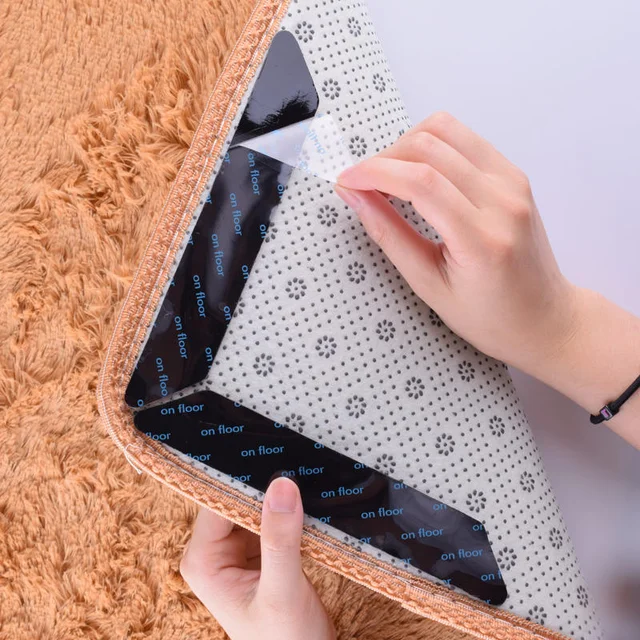 Autocollant antidérapant pour tapis, 16/8 pièces, réutilisable, lavable, Anti-bouclage, Patch fixe, tapis de sol, bande de préhension, coussin d'angle 2