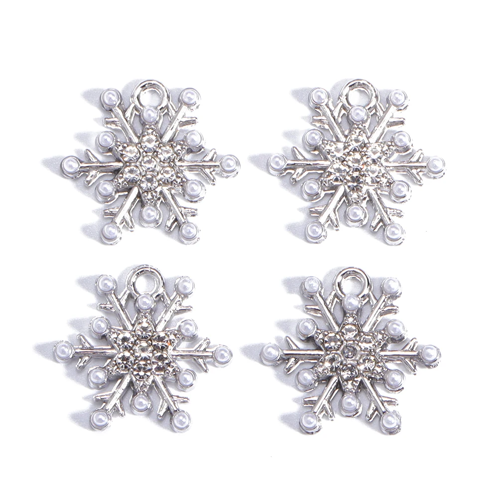 Gemischt 10 Stück funkelnde Strass Perle Legierung gemischt Weihnachten Schneeflocke Charms Anhänger für DIY Ohrringe handgemachte Schmuck herstellung – Detail 11