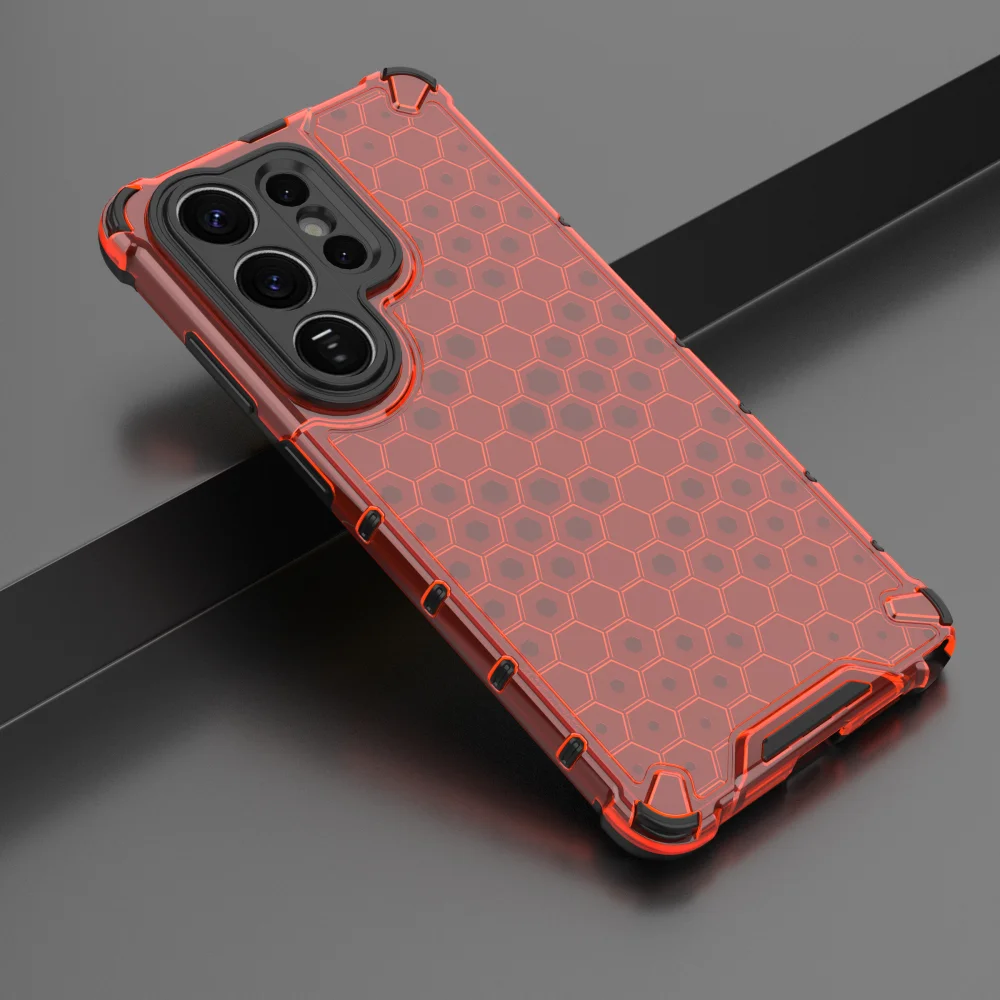 Armor Honeycomb Pattern Transparent Shockproof Phone Case with Military-Grade Protection