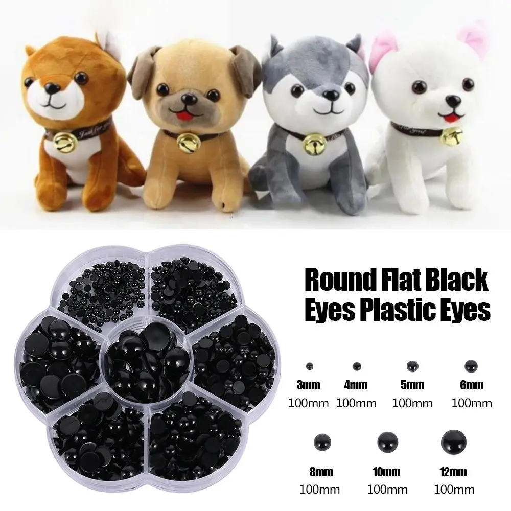 500Pcs Doll Making Eyes Reusable Resin Button Eyes Black Multiple Sizes DIY Craft Stuffed Animal Toy Bear Eye for Plush Toy Doll