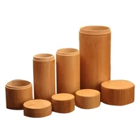 Bamboo Straight Tea Can Storage Boxes Small Travel Sealed Portable Tea Coffee Container Small Jar Tea Caddy Organizer dropship 1