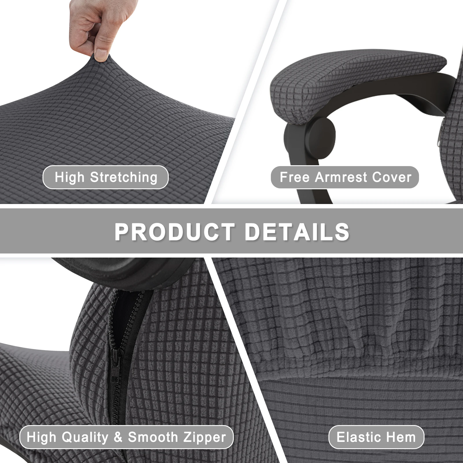 Gaming Chair Covers 4pcs Gaming Chair Covers With Armrest Spandex Splicover Waterproof Office Seat Cover For Computer Armchair Dust-proof Protector