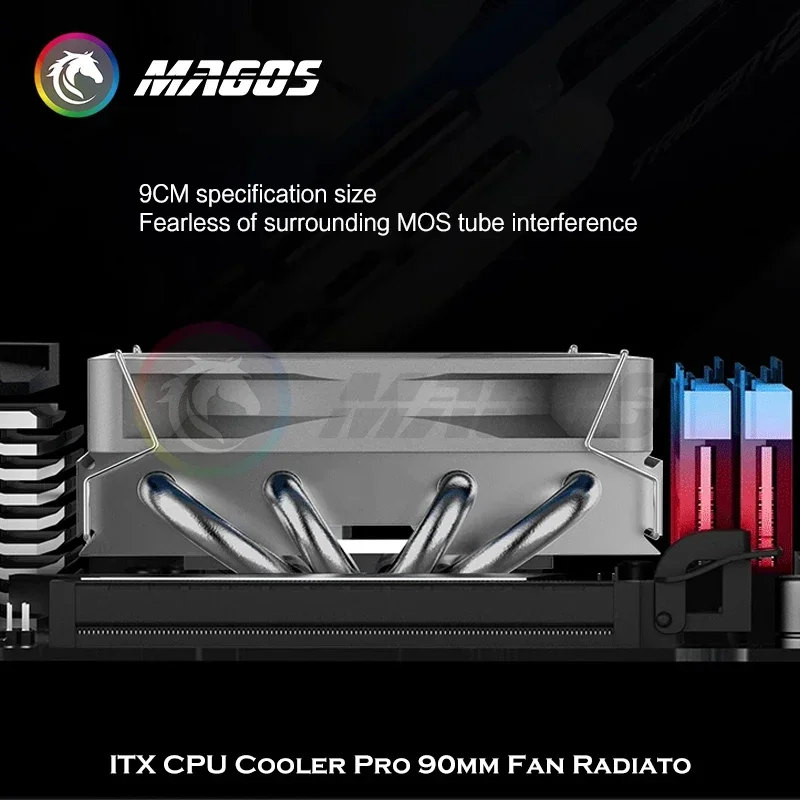 Itx Cpu Cooler Pro Radiador de Ventilador 90 mm Branco Slim Perfil Baixo 39 mm de Altura Heatpipes Dissipador de ar Refrigerado 1700 1200 115x 5v Argb - Imagem 5