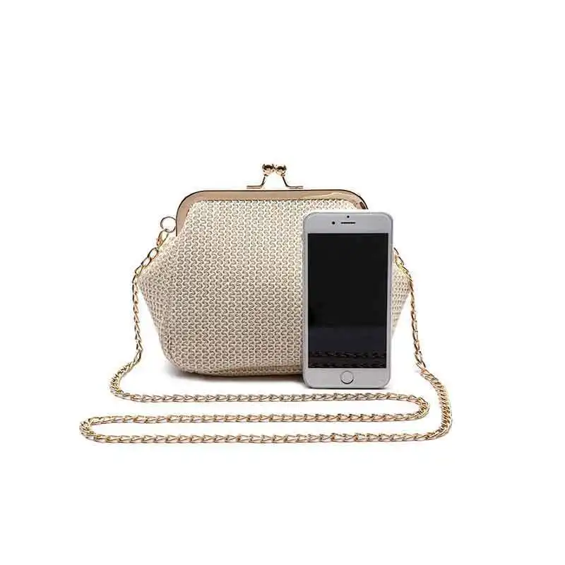 Chain Women Shoulder Crosbody Bag Straw Bags Bohemian Shell Lock Bag Women's Handbags Purses