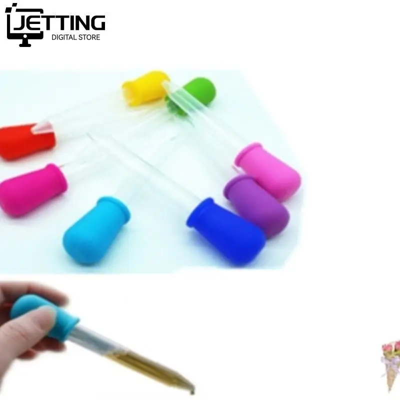 

5ml Clear Silicone Plastic Baby Medicine Dropper Spoon Pipette Liquid Food Dropper Burette 12cm*2cm Color Randomly
