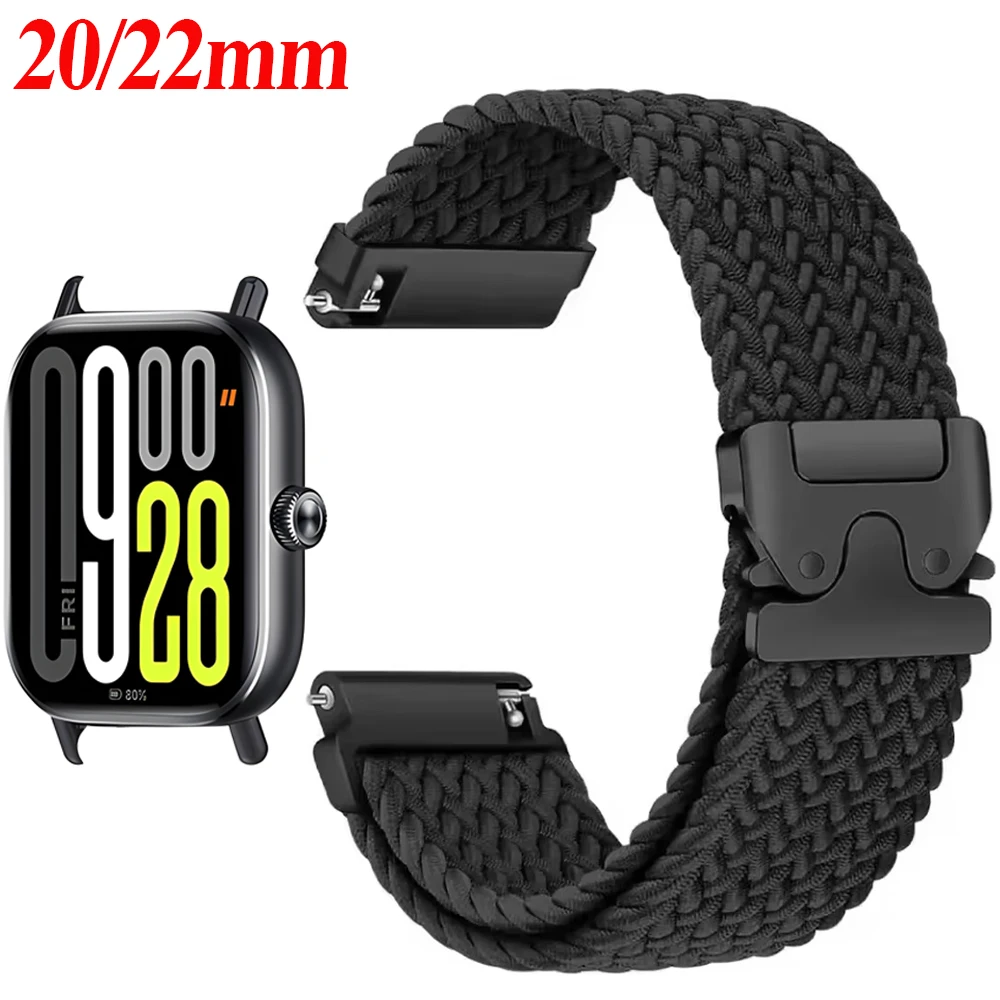 Braided Nylon Loop Strap with Parachute Buckle - Comfortable Adjustable Band (22mm/20mm)