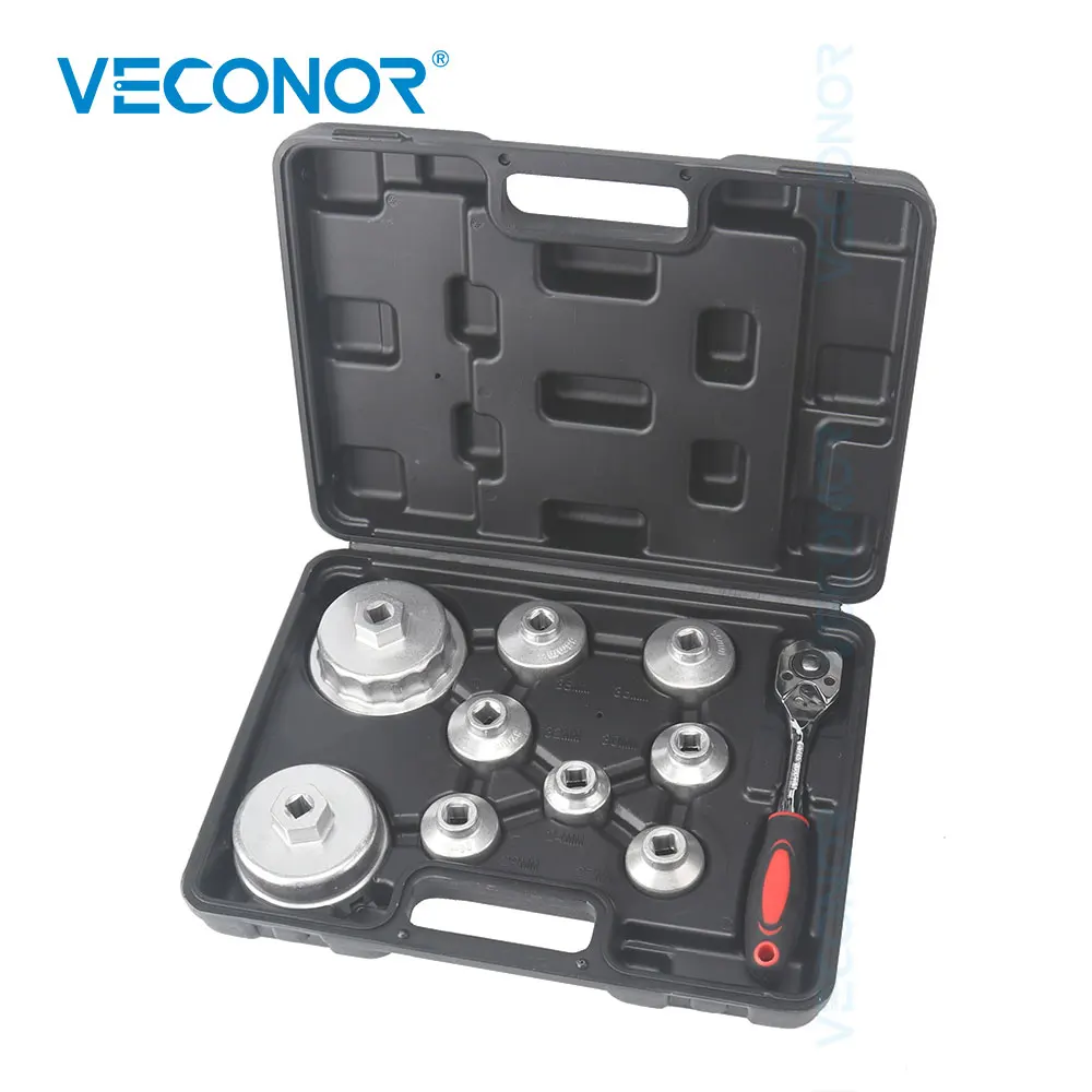 Oil Filter Wrench Cap Engine Filter Sleeve Tool Oil Filter Removal Wrench Socket Set with Special Spanner Portable Storage Case