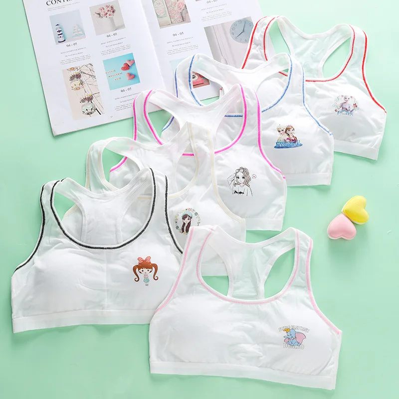 

3pcs Teen Training Bra Girl Vest Cotton Spandex Sport Tops Adolescente Kids Underwear 9-14Year Wireless Girls Bandeau Top