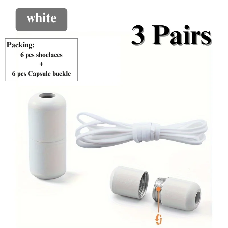 3 أزواج من أربطة الحذاء المرنة المقاومة للربط مع زر كبسولة | أربطة خفيفة الوزن سريعة القفل للأحذية الرياضية والرياضة والجري، سهلة الاستخدام