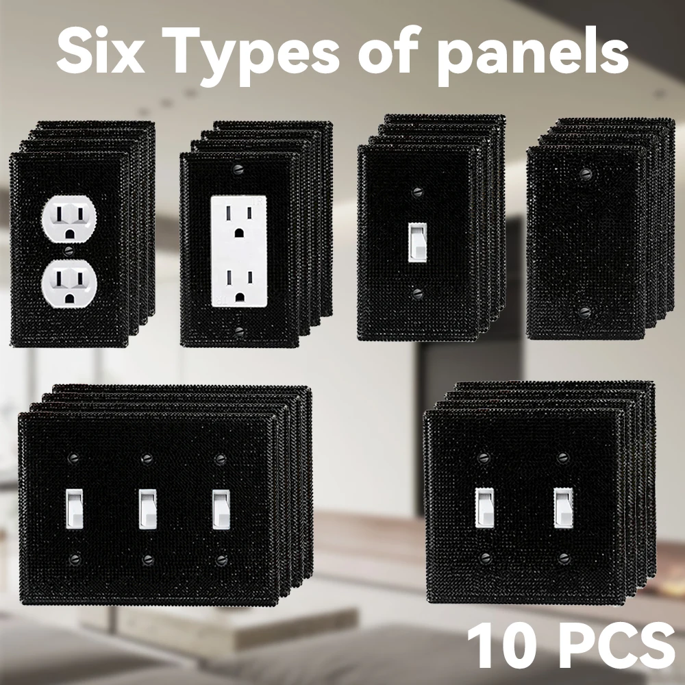 ฝาครอบสวิตช์ไฟแผงผนัง 10 ชิ้น ฝาครอบสวิตช์ไฟแผงผนังไม้ไผ่หลากหลายสไตล์ ทนทาน 1