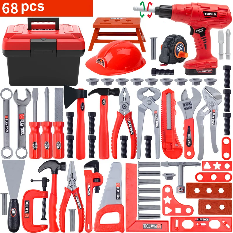 Kids Toolbox Kit Educational Toys Simulation Repair Tools Toys Drill Plastic Game Learning Engineering Puzzle Gifts For Boy