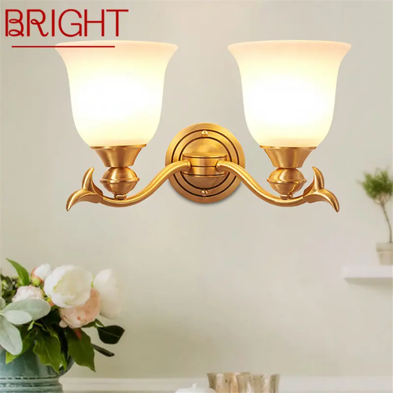 

BRIGHT Nordic Interior Brass Wall Lamp LED Golden Copper Creative Design Sconce Light for Home Living Bedroom Decor