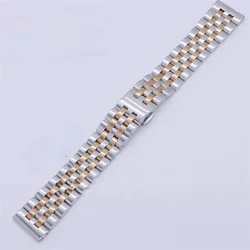 Premium Solid Stainless Steel Watch Band - Adjustable Width, Unisex Design - 23mm (Silver Rose Gold)