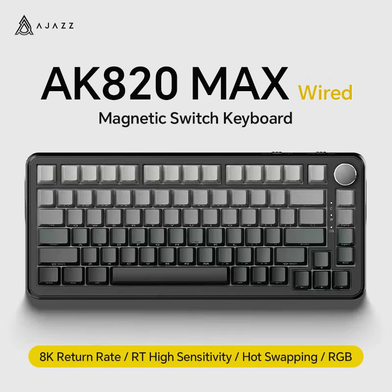 Ajazz AK820 MAX 75% Mechanical Keyboard, Magnetic Keyboard with