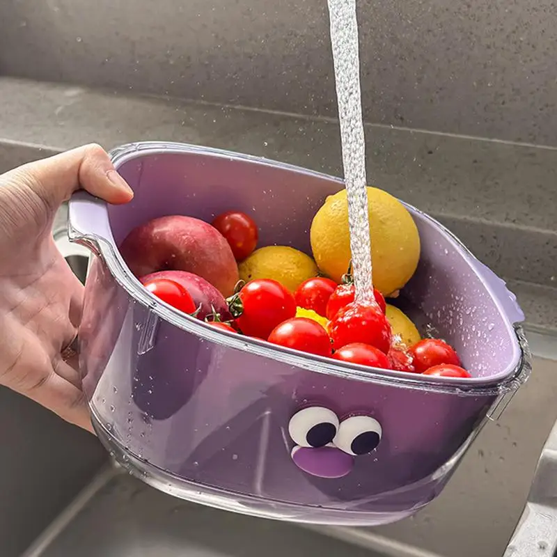 Collapsible Drain Basket Kitchen Colanders Bowl Set 2-layer Draining Basket Food Drain Basin Kitchen Sink Vegetable Drainer Fruit Basket Washing basin