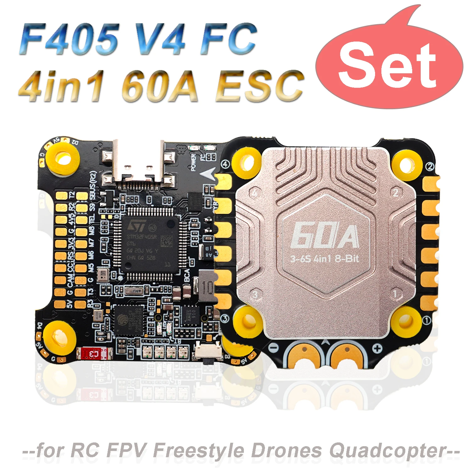 ชุดควบคุมโดรนแข่ง FPV 4in1 3-6S 60A ESC