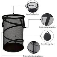 Folding Dirty Laundry Sorting Basket Large Mesh Yarn Storage Bag Frame Bucket Laundry Organizers Storage Pouch Storage Organizer 1