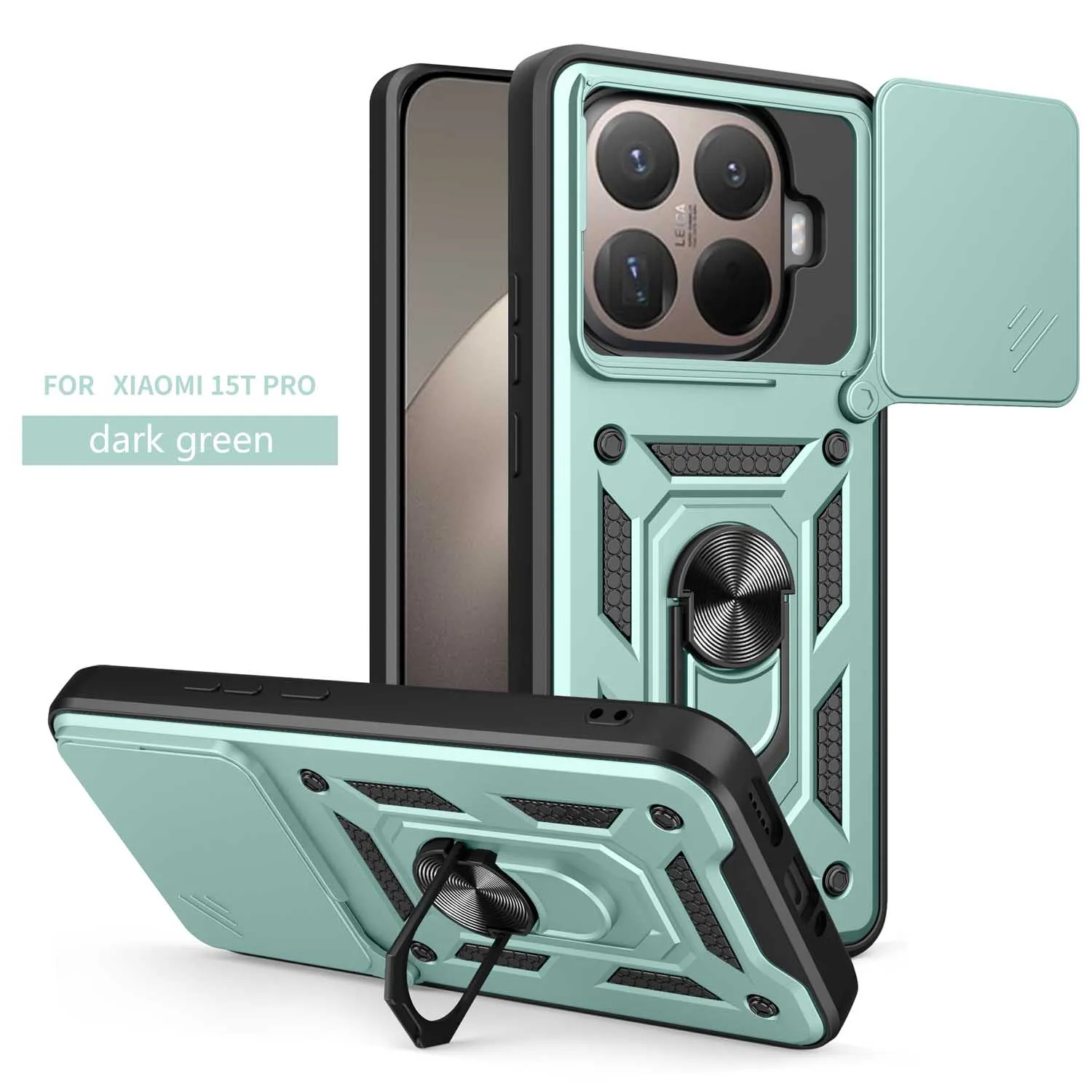 Armored Protective Phone Case with Magnetic Ring and Camera Protection