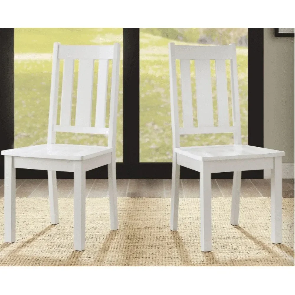 Modern Furniture Wood Dining Chair, Finished Wood, Set of 2, White, Indoor Chairs