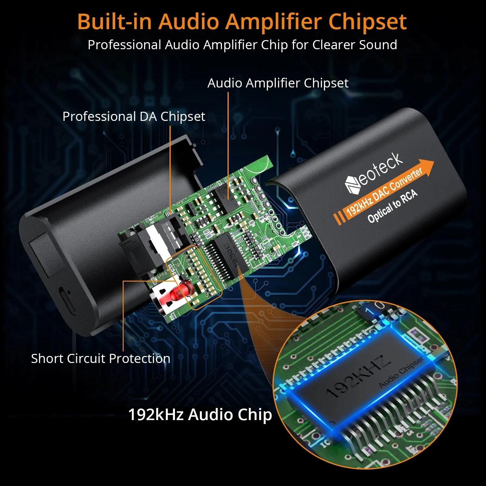 192kHz DAC Converter SPDIF to RCA Digital to Analog Audio Converter Optical Toslink RCA Audio Adapter