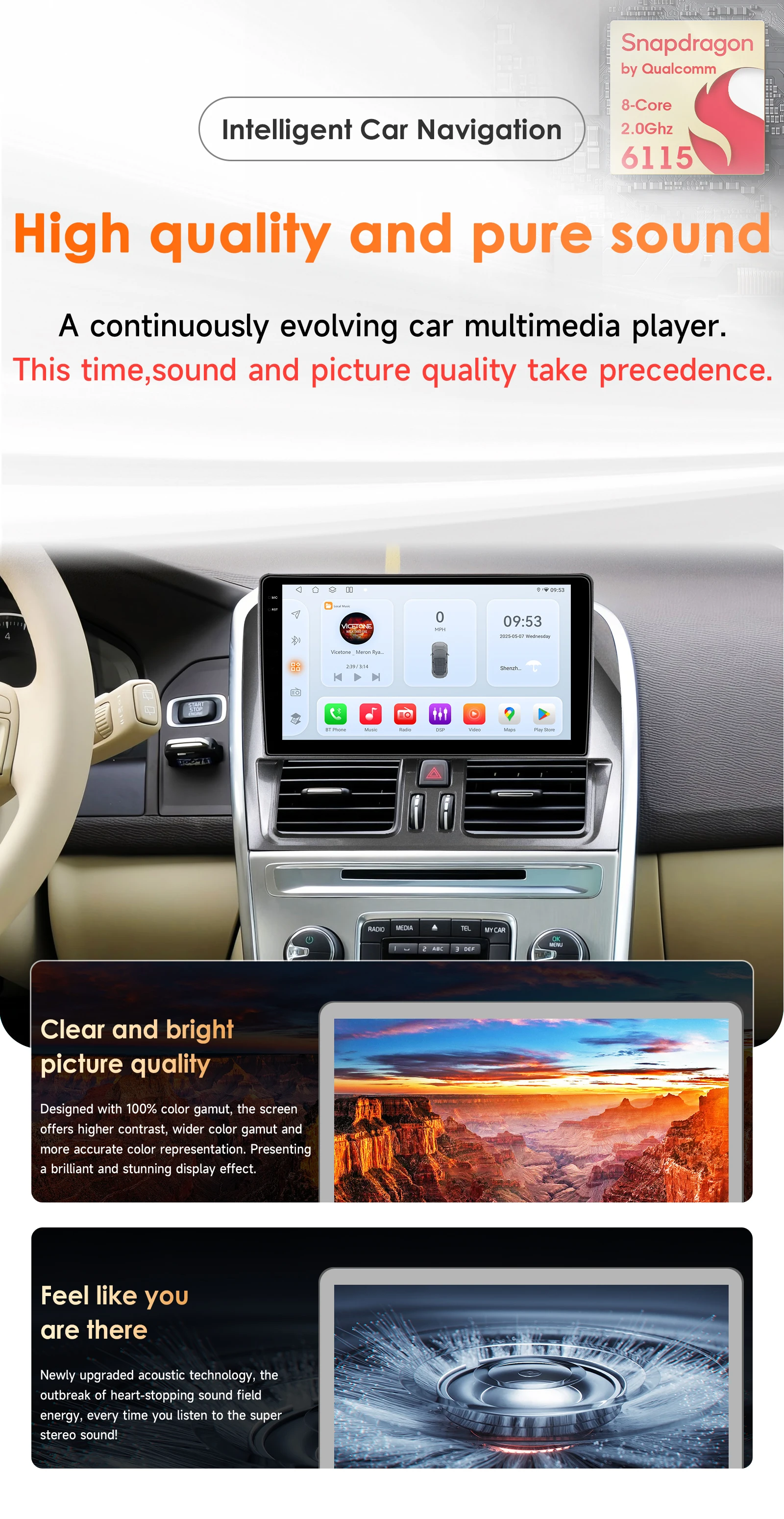 9" Autoradio Multimedia für Volvo XC60 2008 - 2013 Autoradio Intelligente Systeme 2din Carplay Android Auto von Snapdragon 6115 – Detail 2