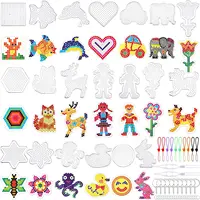20Pcs 5mm Perler Hama Beads Pegboards Clear Animal Shape Plastic Pegboards with 20 Pcs Colorful Cards for Kids DIY Craft Beads 1
