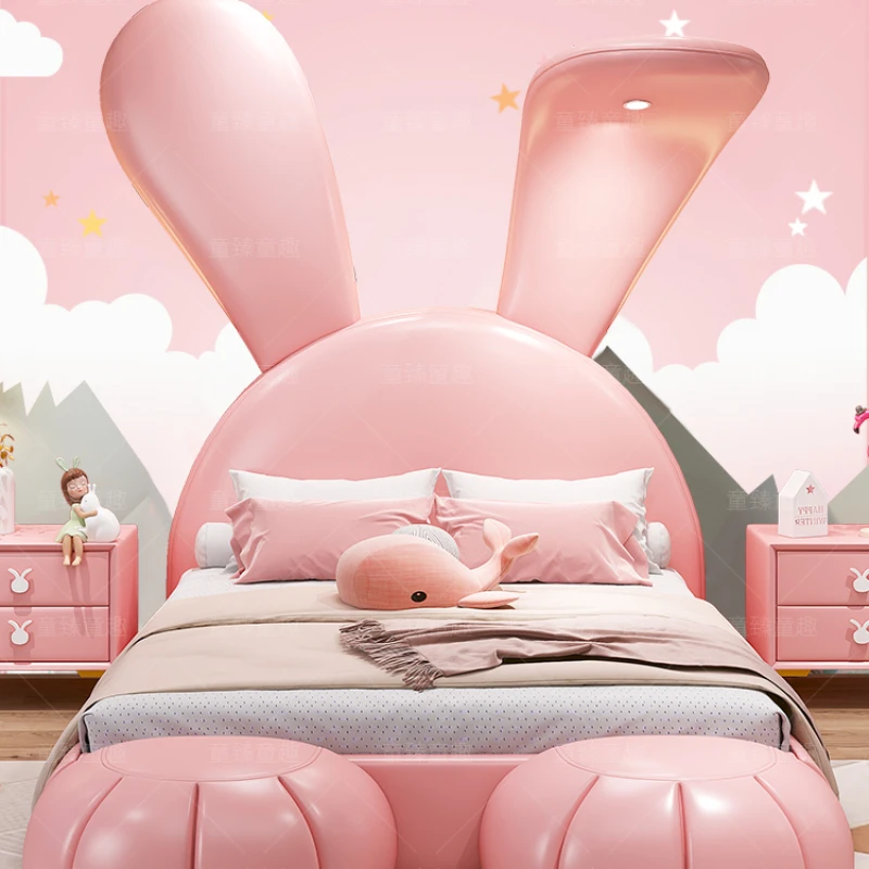 Animal Shape Childrens Double Bed Girls Pretty Light Luxury Bed Kids Princess Cama Infantil Furniture Home 6