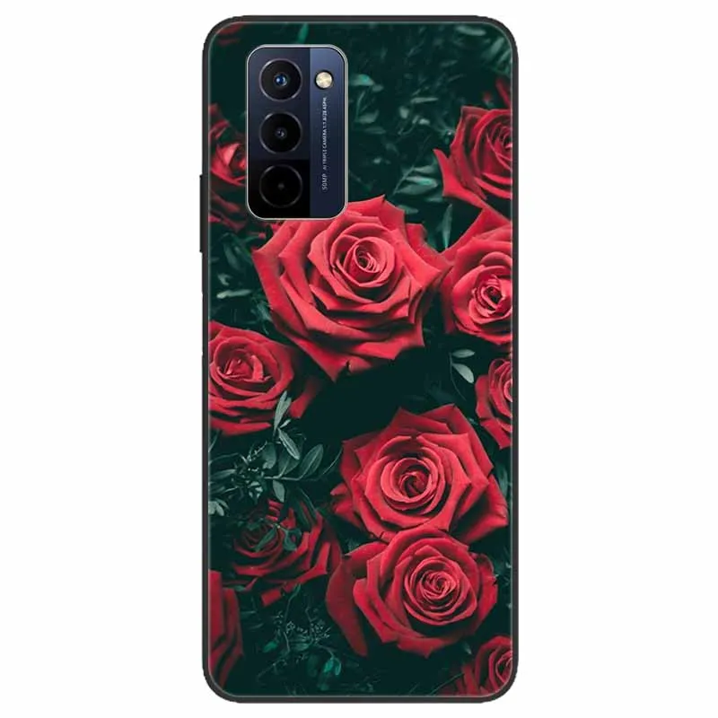 Stylish Black TPU Soft Silicone Bumper Case with Cartoon Flowers and Animals Design