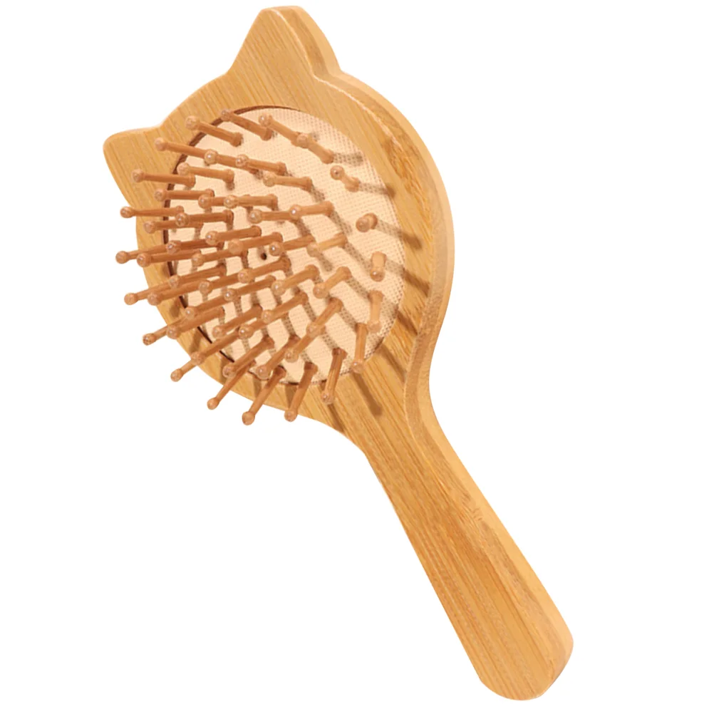 

Bamboo Women Hair Brush Natural Bamboo Comb Paddle Detangling Hairbrush Cat Shape Small Travel Hair Brush Wooden Hairbrush