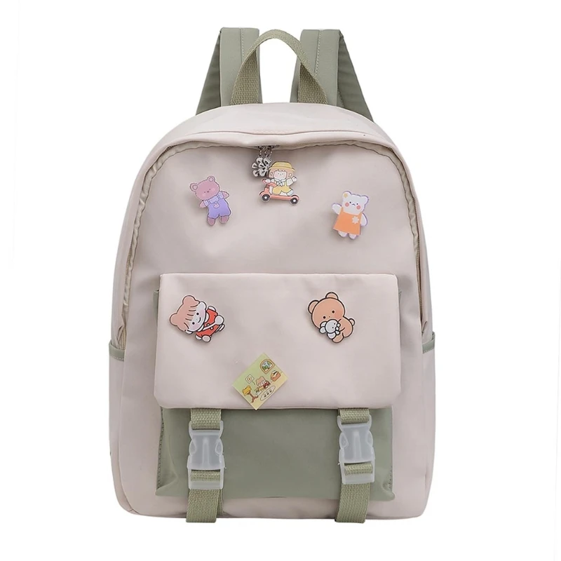 Lovely Backpack Rucksack Teenage Girls School Bag Student Daypack Female Book Bags Multifunctional Schoolbag Badge