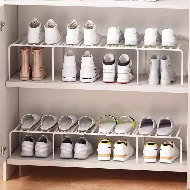 Adjustable Expandable Shoe Rack Organizer-Space-Saving Built-in Cabinet Shelf Divider For Closet & Shoe Storage