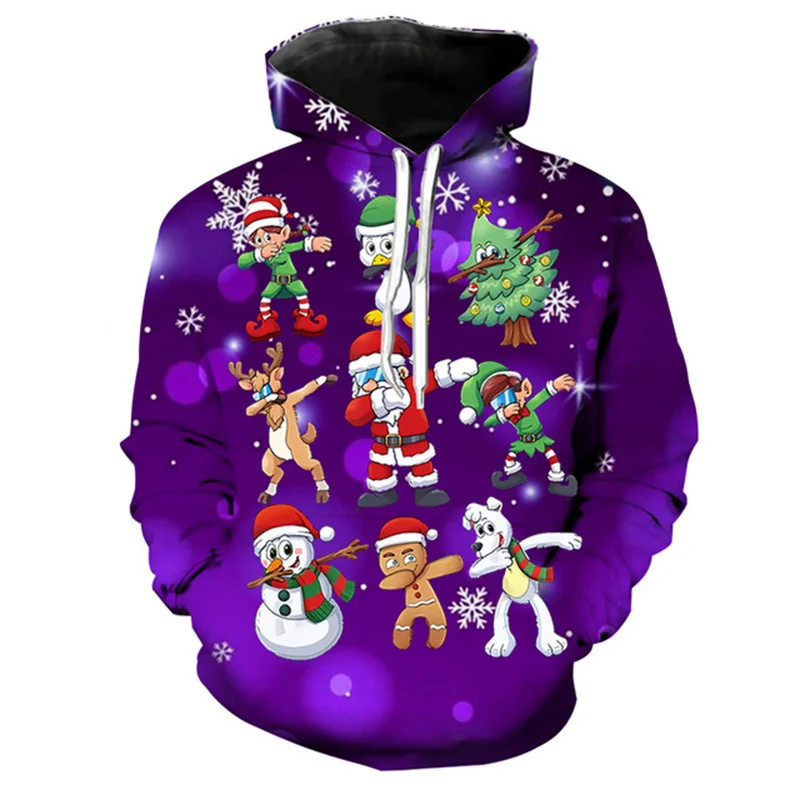 

Merry Christmas Xmas Graphic New In Hoodies & Sweatshirts 3D Santa Claus Snowman Printing Hooded Hoody Unsex Winter Hoodie Tops