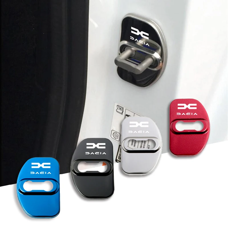 4Pcs 자동차 도어 잠금 커버 Dacia Duster Logan Sandero Stepway Dokker Lodgy MCV 2019 용 스테인레스 스틸 보호 액세서리