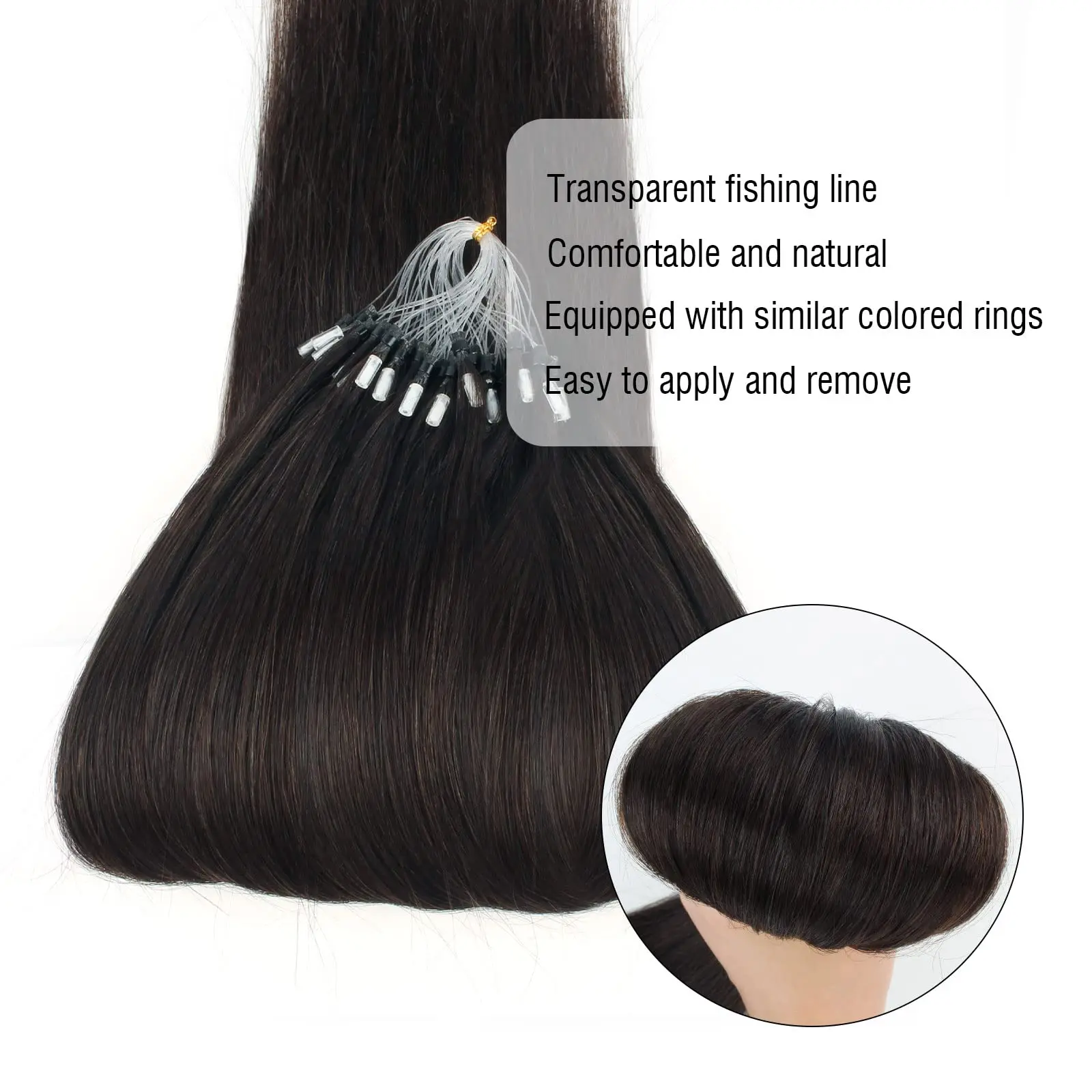 Straight Micro Loop Ring Hair Extensions Human Hair Brazilan Remy Extension Natural Capsule Keratin 50G/100G/Pack Natural Color