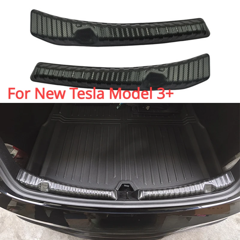 

Car Trunk Sill Guards Auto Rear Bumper Protector Anti-scratch Carbon Fiber Decorative Auto Cover For Tesla Model 3 Highland 2024