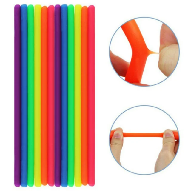 6/12pcs Soft Rubber Noodle Elastic Rope Toys Stretch String Decompression Toy Stretchy String Fidget Relief Stress Vent Toys A+ 3