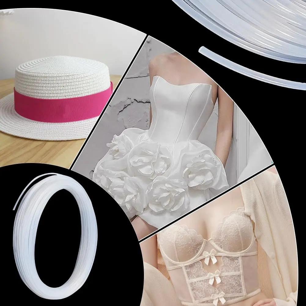 Plastic Boning PP Corset Strips Corset Boning Round Stays Clear for Crafts Wedding Dress Nursing Caps Gowns