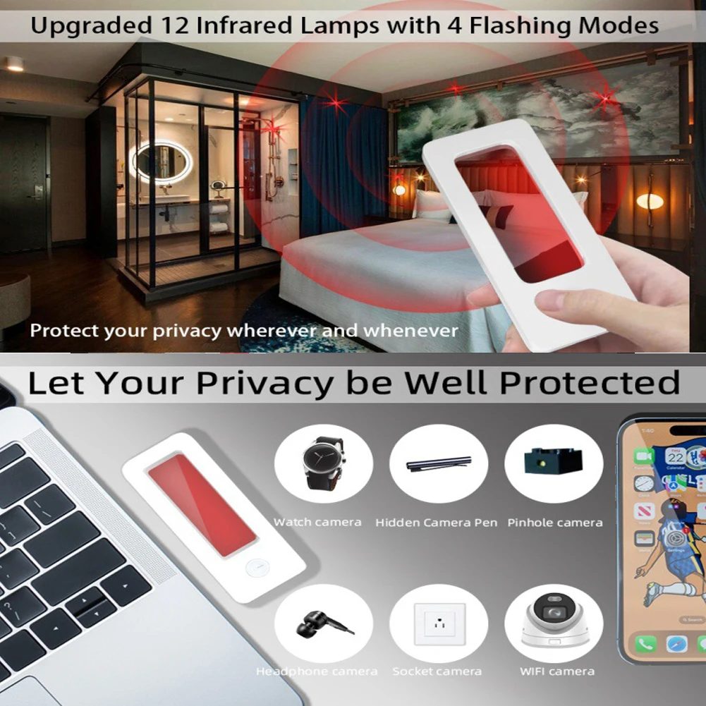 Camera Detector Anti-Peeping Portable RF Signal Scanner 4 Modes Infrared Light Cam Detector Car GPS Tracker for Home