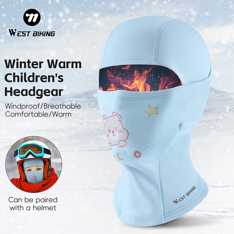WEST BIKING Children Thermal Cycling Headgear Winter Kid&rsquo;s Cartoon Cycling Mask Warm Skiing Climbing Bike Hat Sports Balaclava balaclava hat riding mask