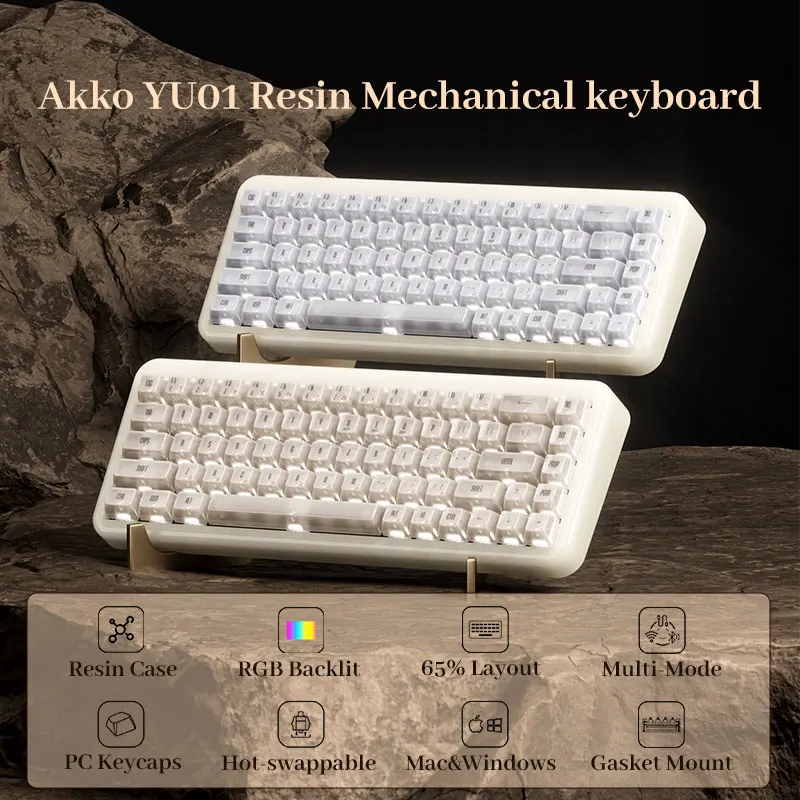 Akko YU01 Resin Mechanical Keyboard Support VIA 65% RGB Backlit