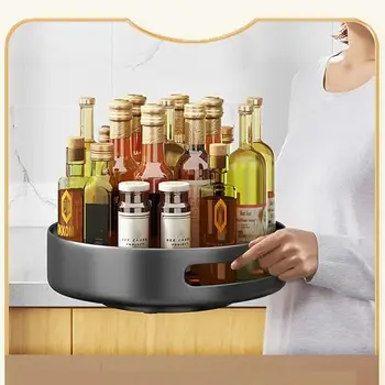 Rotating Storage Rack Organizer Turntable for Cabinet Non-Skid Rotating Turntable Spice Rack for Cabinet Fridge Kitchen