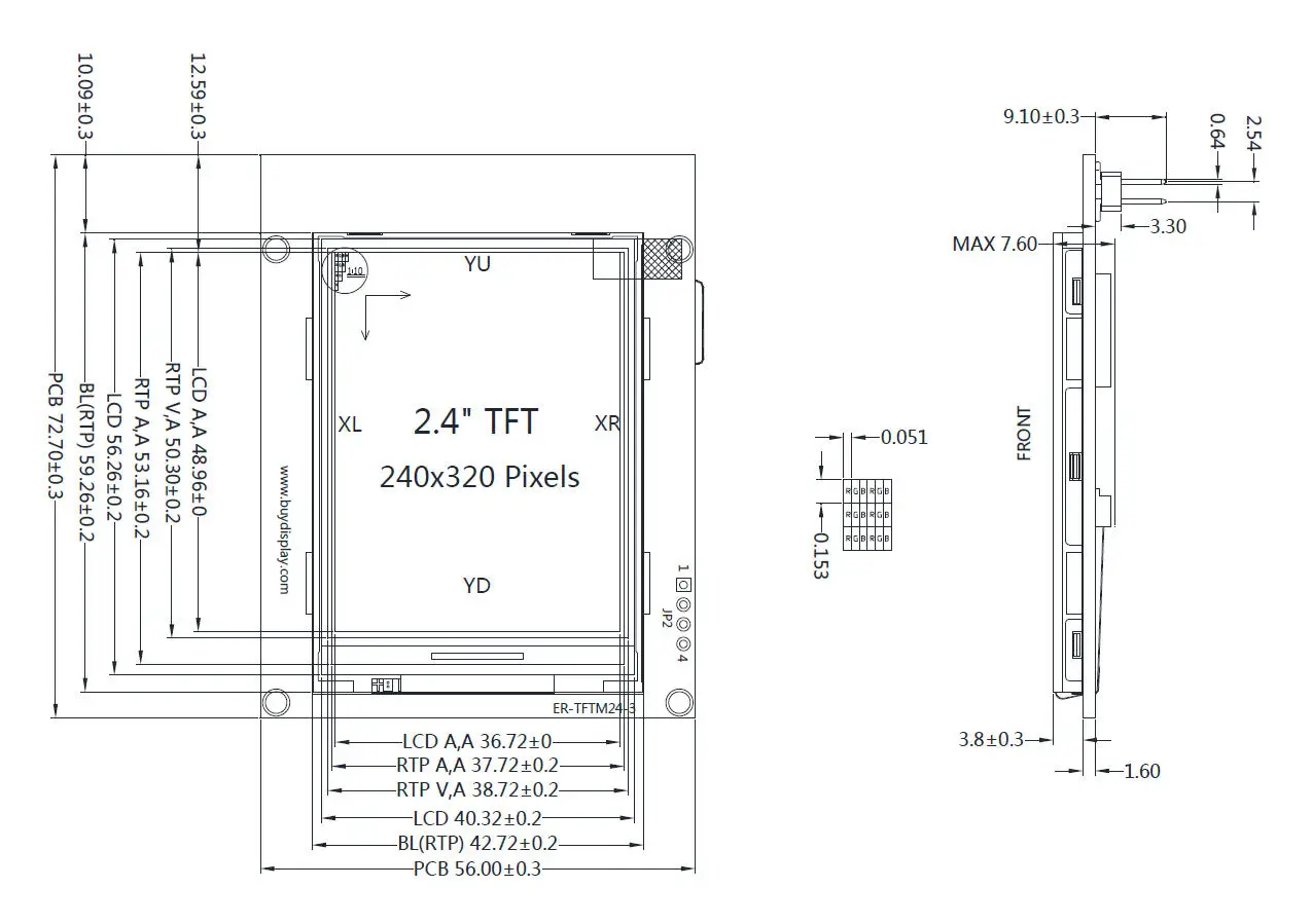 QVGA 2.4"TFT LCD Touch Shield 320x240 Serial Module Display,ILI9341