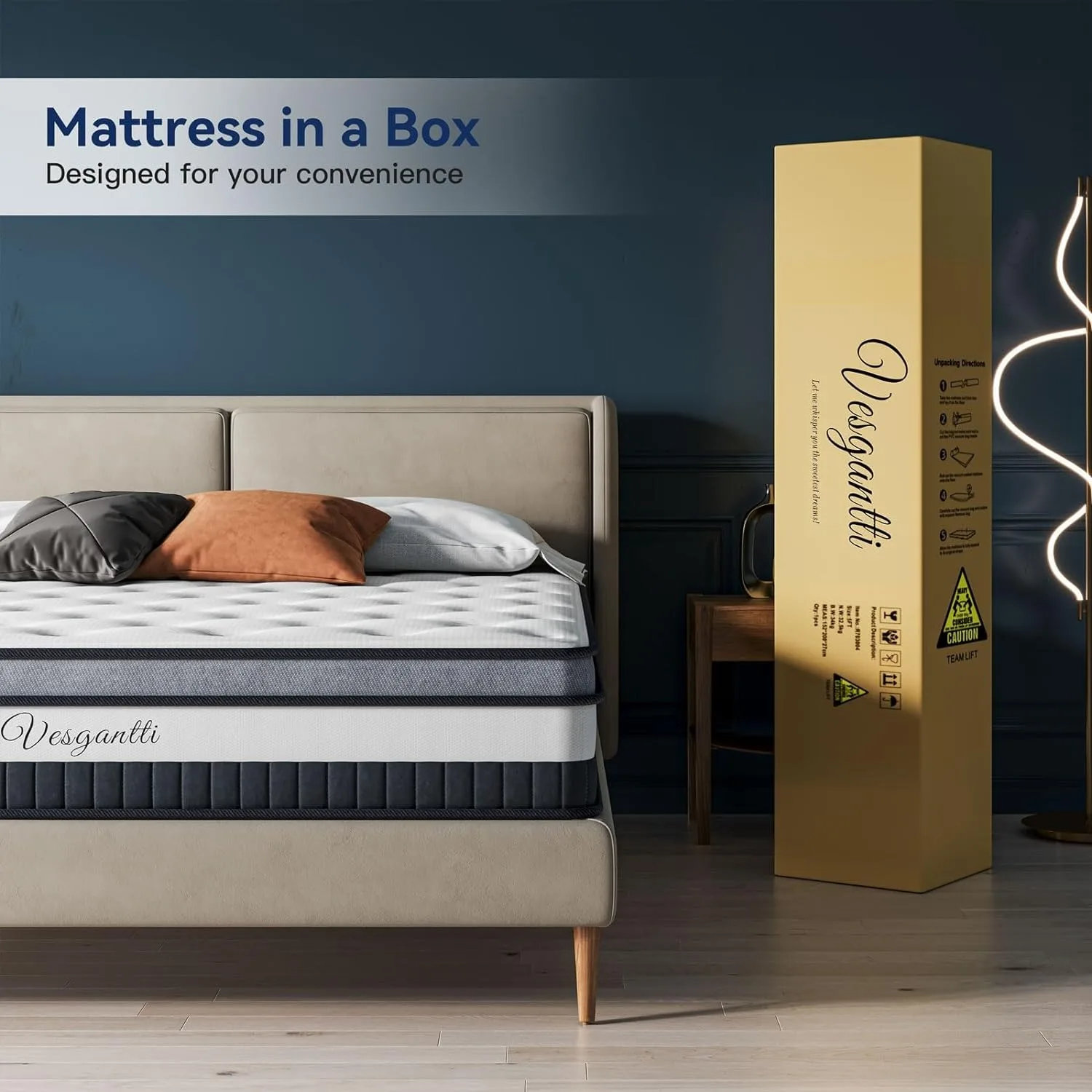 Vesgantti California King Mattress 10 Inch Innerspring Multilayer Hybrid Cal King Size- Ergonomic Design with Memory Foam 6