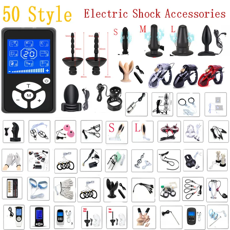 Power Box 20 Modes Taser Electric shock Anal Butt Plug Peni Ring Urethra Plug Nipple Clips Vaginas For Men electro sex toys,electric sex toys,penis rings