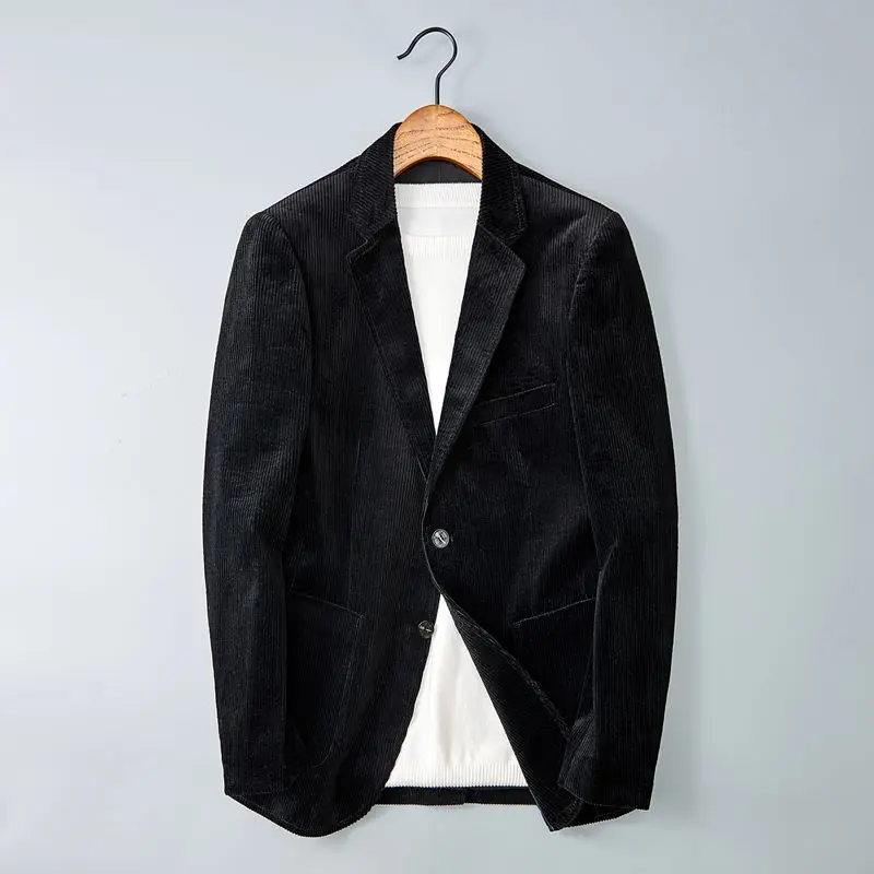 Corduroy Suit Jacket Men's Striped Retro High-end Feel Business Slim Fit Handsome Casual Suit Men
