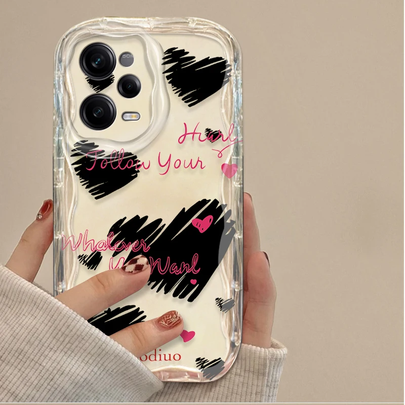 Line Love Heart 3D Wave Clear Phone Case Cover