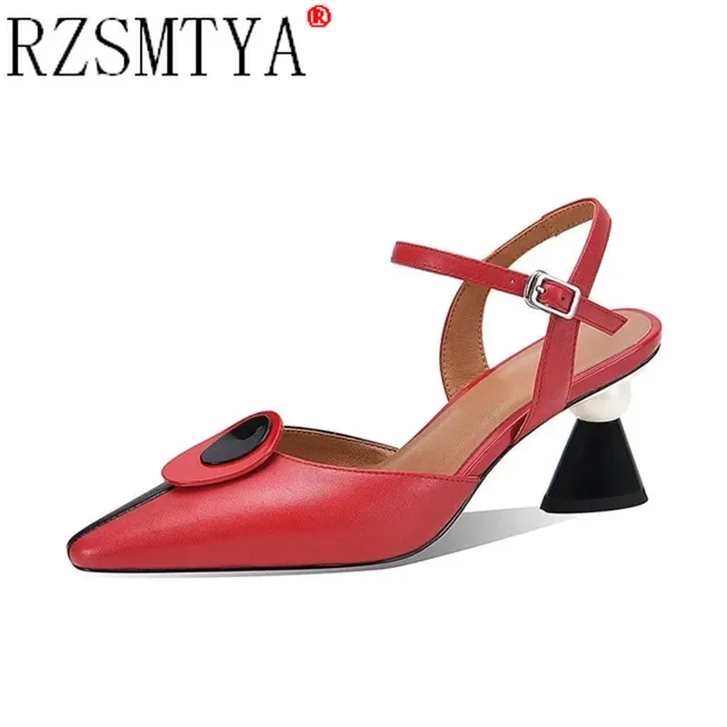 Pointed Women Sandals Spring Summer Mid Heel Hollow Shoes Women's Shoes Size 41